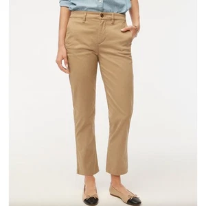 J.Crew High Rise Girlfriend Chino Pant Classic Preppy Straight Tan Relaxed US 14 - Picture 1 of 12