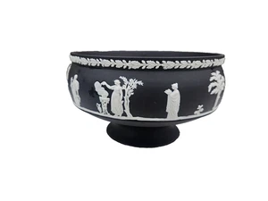 Cuenco pedestal Wedgwood JASPE NEGRO.  Diámetro 73/4 pulgadas. - Imagen 1 de 7