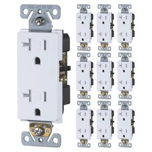 10-Pack 20 Amp Tamper-Resistant Outlet 20A 125V Decorator Receptacle Commercial - Picture 1 of 12