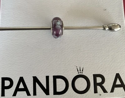 PANDORA Charm Murano Lila Blüten 925 Silber sehr guter Zustand - Bild 1 von 3
