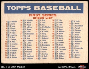 1957 Topps Blony Checklist 1/2 Blony Back VARIATION 1.5 - FAIR - Picture 1 of 9