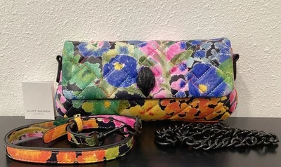 Kurt Geiger Small Long Kensington Leather 2 Straps Floral 10.5" x 5" x 2" P2 New - Image 1 of 4