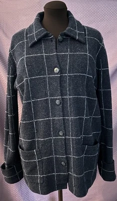 Suéter 100 % lana de cordero de Sarah Spencer Dk. Manga larga azul XL con botones Foto 1 de 4