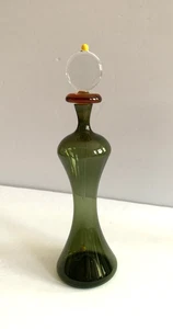 EINZIGARTIGER Studio Art grüner Glas Parfüm Flakon & Tupfer mundgeblasen handgemacht Handarbeit - Bild 1 von 9