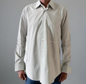 Cerruti 1881 Long Sleeve Striped Print Shirt Green Check Sz.41/16 - Picture 1 of 11