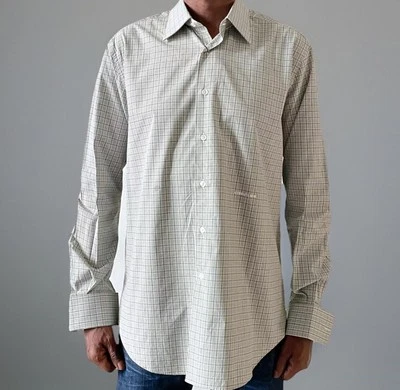 Cerruti 1881 Long Sleeve Striped Print Shirt Green Check Sz.41/16 - Image 1 of 4