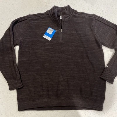 NWT Columbia ROC II Half Zip Pullover Sweater 100% Cotton Brown Men's Size XXL - Image 1 of 4