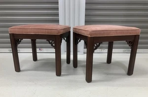 Pair of Ethan Allen Georgian Court Bench Ottoman Cherry - Picture 1 of 16