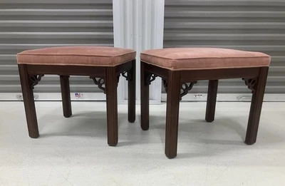 Pair of Ethan Allen Georgian Court Bench Ottoman Cherry - Image 1 of 4