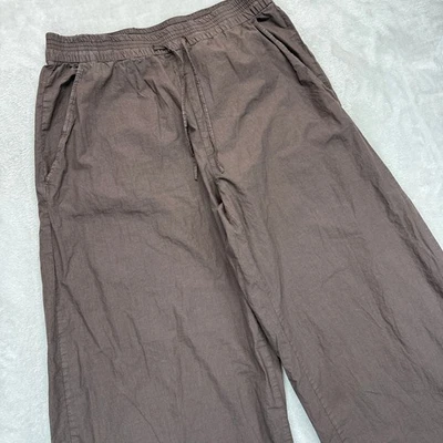 ZARA Pants Women's Small Wide Leg Brown Elastic Waist Drawstring Boho Trousers - Image 1 of 4
