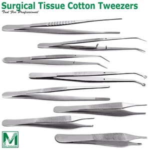 Surgical Tissue Forceps Cotton Dressing Thumb Tweezers Pliers Atraumatic Dental - Picture 1 of 9