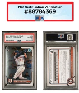 SPENCER TORKLSON RC 2022 BOWMAN CROMATO #53 gemma nuovo PSA 10 ROOKIE - Foto 1 di 5