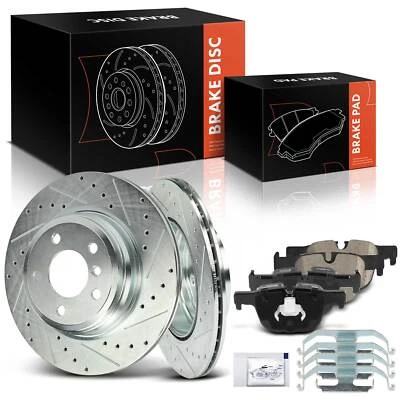 Rotores de freno traseros perforados + pastillas de freno de cerámica para BMW 335i GT xDrive 328i 330i Foto 1 de 4