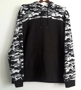 Fleece Hoodie Men Size 3XL Pullover CVC Black Camo - Picture 1 of 10