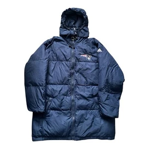 Vintage Adidas New England Patriots Daunen Feder Jacke Mantel Gr. Large Oversize - Bild 1 von 14