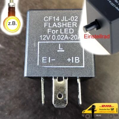 Auto Motorrad LED Blinkrelais CF14 3Polig Last unabhänig Blinkgeber Einstellbar  - Bild 1 von 4