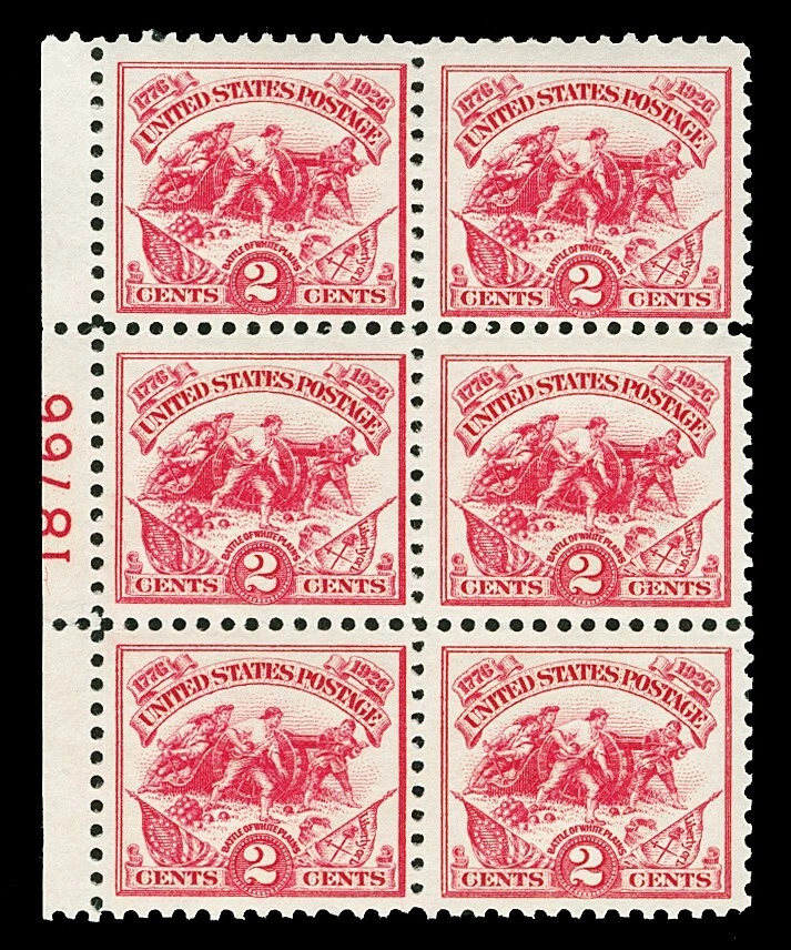 Scott 629 1926 2c White Plains Issue Plate Block of Six Mint VF OG NH Cat $50 - Image 1 of 1