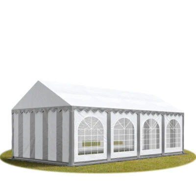 4x8m PVC Partyzelt Bierzelt Zelt Gartenzelt Festzelt Pavillon grau-weiß NEU - Bild 1 von 4