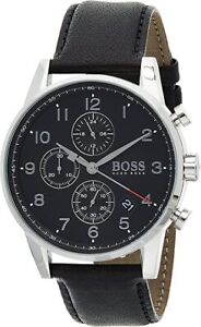 Hugo Boss Herren Chronograph Quarz Armbanduhr Uhr mit Lederarmband 1513678 ✅