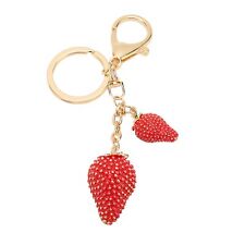 Cute Strawberry Shaped Pendant Keychain Women Alloy Exquisite Key Ring Decor SPG