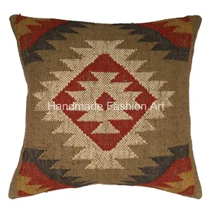 Funda de almohada de yute tejida a mano india, nuevos cojines de decoración de sofá 40x40 cm  - Imagen 1 de 4
