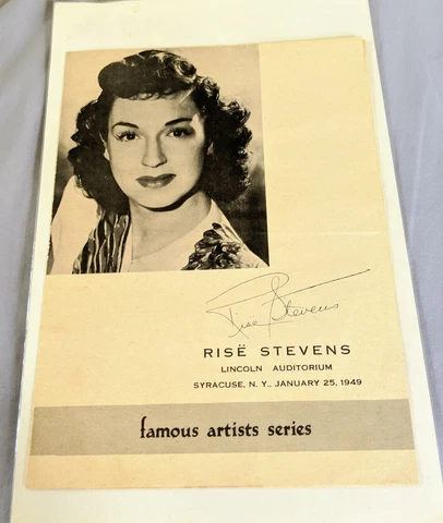 Rise Stevens 1949 Hand Signed Autograph Concert Program Lincoln Auditorium NY Cover