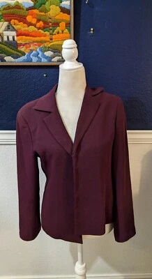 Chaqueta Blazer Eunice Rojo Borgoña Botón Sin Cuello Talla 40 Mediana M Foto 1 de 4