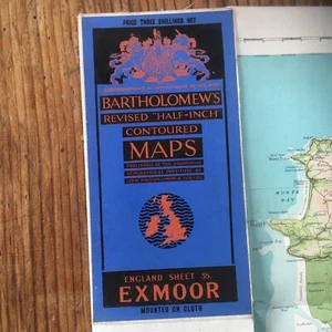 bartholomews vintage Cloth Backed map Of Exmoor - Picture 1 of 5