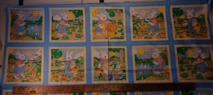 Vtg. Easter 100% Cotton Fabric Panels Blue Peter Rabbit Cottontail VIP Cranston - Picture 1 of 16