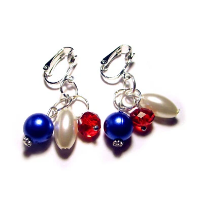 Ohrclips Clips rot weiß blau - Bild 1 von 3