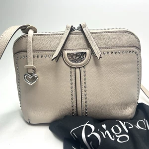 BRIGHTON Pretty Tough Jojo Domed Beige Studded Organizer Crossbody Bag - Picture 1 of 14