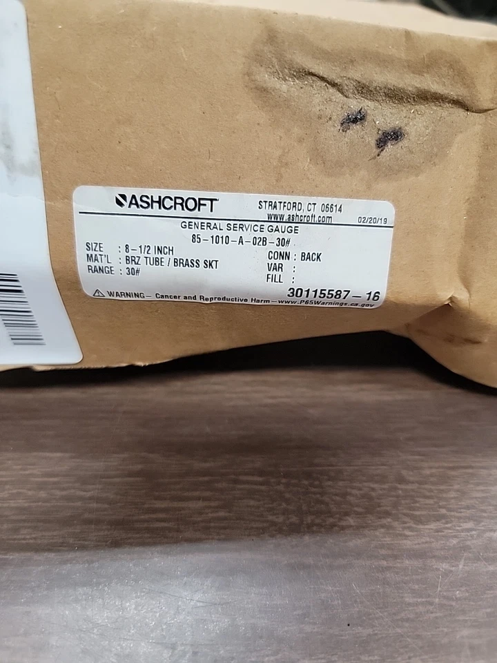 ASHCROFT 85 1010A02B30# / 851010A02B30 (BRAND NEW) - Image 1 of 2