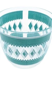 Vintage Hazel Atlas Aqua Diamond Ice Bucket MCM Retro 4.75" tall x 5.75" dia * - Picture 1 of 12