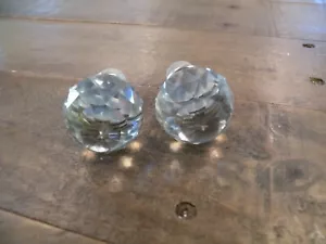 2 Glass Drawer Pulls with 1 ¼” Crystal Ball, Glass Knob Set, Decorative Hardware - Picture 1 of 4