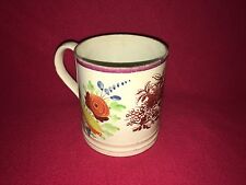 LB2 Staffordshire Large Floral Decorated Mug Transfer Painted Luster Ca. 1820