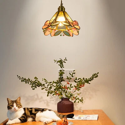 Mini lámpara colgante mariposa rosa de 8,6 pulgadas de ancho para vitrales Foto 1 de 4