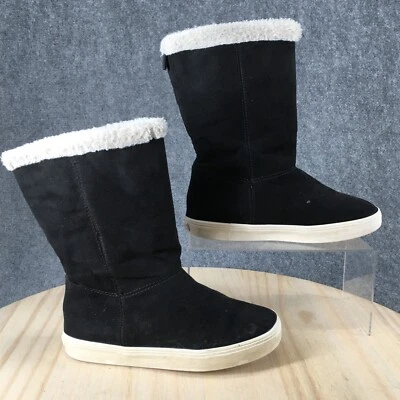 Botas antiguas azul marino niños 4 niños media pantorrilla piel de oveja invierno botas de nieve negras imitación gamuza Foto 1 de 4