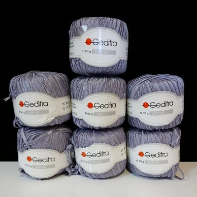 Ribbon Yarn Lavendar 7 Rolls Gedifra Jaipur 7505 103 yds/sk 73081 Salach Italy - Image 1 of 4
