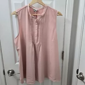 A New Day Sleeveless Blouse Womens XL Blush Pink lace trim Pleated Lightweight - Picture 1 of 9