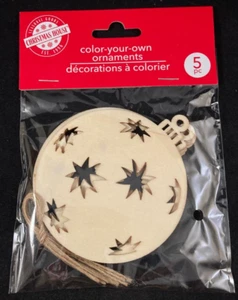 Christmas House - Color Your Own Ornament - Ornament Ball -Wood Shapes -5 Pieces - Picture 1 of 3