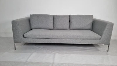 BB Italia Charles sofa in luxuriously soft mid grey lambswool stunning condition - Image 1 of 4
