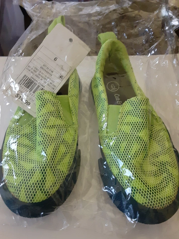 Toddler Cat & Jack Boys KIEFER Sneakers SLIP ON Green Yellow Cat & Jack, Size 6 - Image 1 of 1
