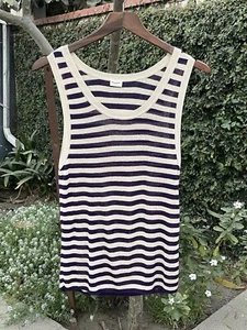 Saint Laurent Paris Linen Silk Striped Tank Top Purple Beige Medium - Picture 1 of 13