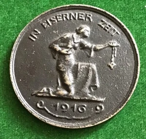 WW1 Deutsche Goldspende Eisen für Goldmedaillon Münze für Kriegsanstrengungen 1916 - Bild 1 von 12