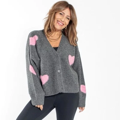 Cardigã combo Smash + Tess Eloise coração urze carvão novo com etiquetas XS/S - Imagem 1 de 4