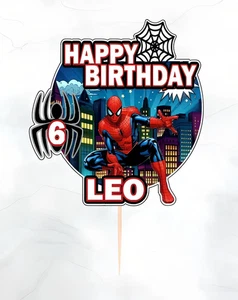 Personalizado NOMBRE Y EDAD SPIDERMAN adorno de pastel cumpleaños decoración de pastel fiesta - Imagen 1 de 6