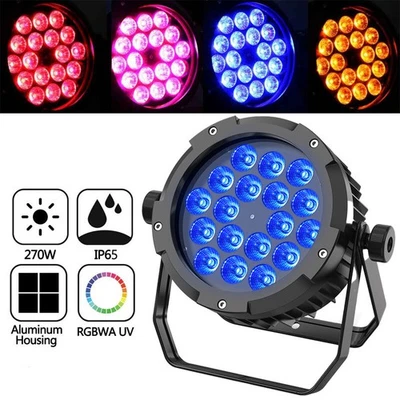 1PC Waterproof 18LED 270W Par Light RGBWA+UV 6 in 1 Dmx Stage Wash Light DJ Bar - Image 1 of 4