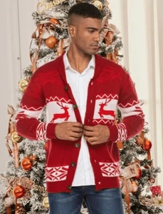 Nuevo Suéter Cárdigan Para Hombres Coofandy Vacaciones Navidad Reindoor Fair Isle - Talla XL - Imagen 1 de 4