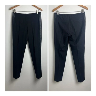 Elie Tahari Para Mujer Talla 6 Negro Mezcla de Lana Imitación Cuero Costuras Clásico Elegante Foto 1 de 4