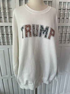 Gildan women's XL white TRUMP floral casual long sleeve sweatshirt, H12 - Picture 1 of 8